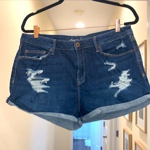 Distressed Blue Jean Shorts